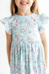Frosty in Paradise Flutter Sleeve Twirl Dress-Mila & Rose ®
