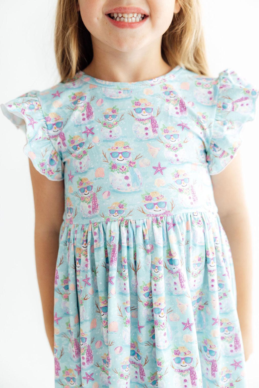Frosty in Paradise Flutter Sleeve Twirl Dress-Mila & Rose ®