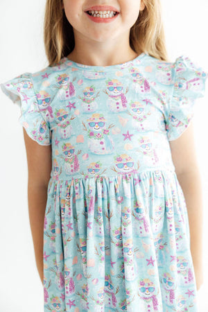 Frosty in Paradise Flutter Sleeve Twirl Dress-Mila & Rose ®