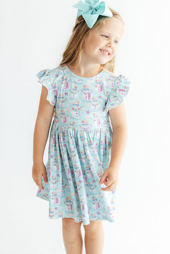 Frosty in Paradise Flutter Sleeve Twirl Dress-Mila & Rose ®