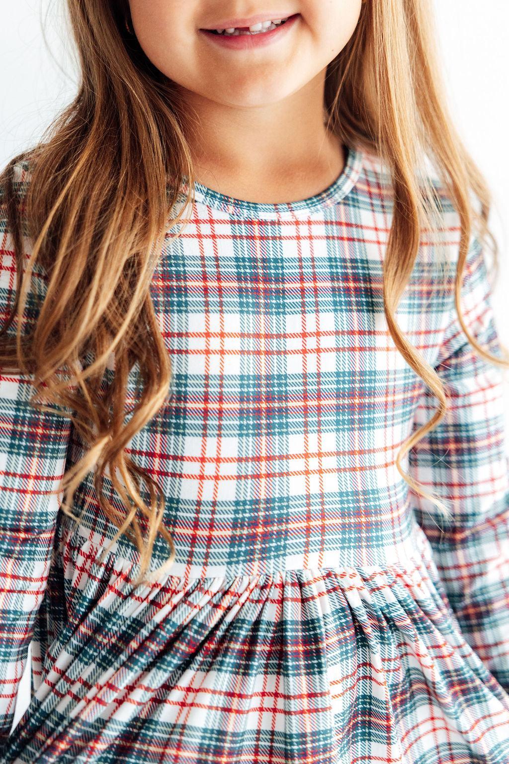 Christmas Plaid L/S Pocket Twirl Dress-Mila & Rose ®