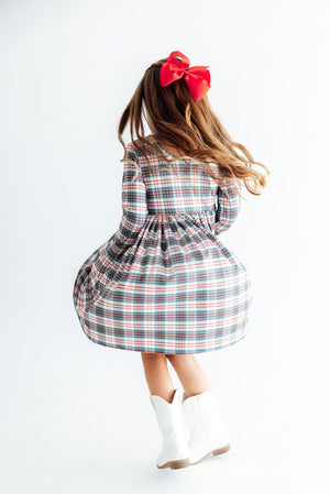 Christmas Plaid L/S Pocket Twirl Dress-Mila & Rose ®