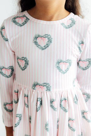 Christmas Charm L/S Ruffle Hem Twirl Dress-Mila & Rose ®