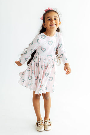 Christmas Charm L/S Ruffle Hem Twirl Dress-Mila & Rose ®