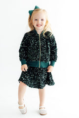 Hunter Green Velvet Sequin Twirl Skort-Mila & Rose ®