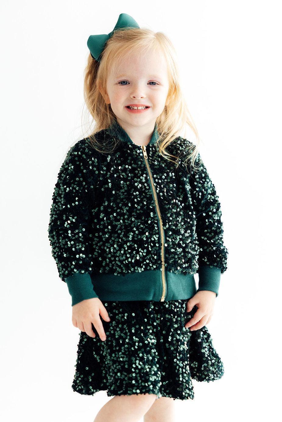 Hunter Green Velvet Sequin Jacket-Mila & Rose ®