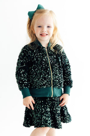 Hunter Green Velvet Sequin Jacket-Mila & Rose ®