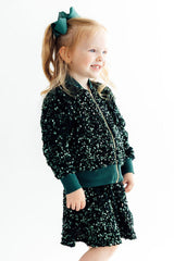 Hunter Green Velvet Sequin Jacket-Mila & Rose ®