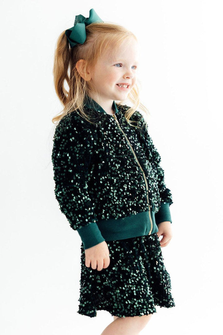 Hunter Green Velvet Sequin Jacket-Mila & Rose ®