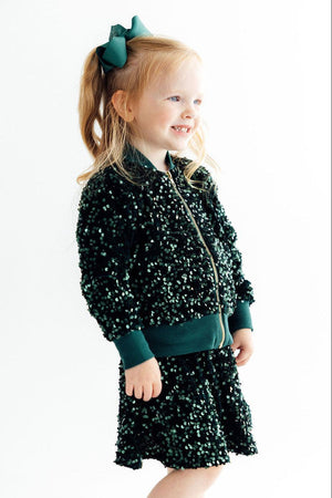 Hunter Green Velvet Sequin Jacket-Mila & Rose ®