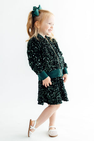 Hunter Green Velvet Sequin Twirl Skort-Mila & Rose ®