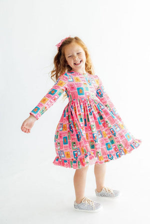 Holiday Cheer L/S Ruffle Hem Twirl Dress-Mila & Rose ®