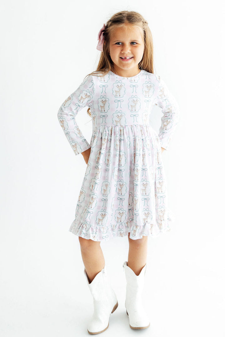 Woodland Whimsy L/S Ruffle Hem Twirl Dress-Mila & Rose ®