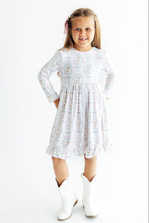 Woodland Whimsy L/S Ruffle Hem Twirl Dress-Mila & Rose ®