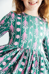 Christmas Treats L/S Ruffle Hem Twirl Dress-Mila & Rose ®