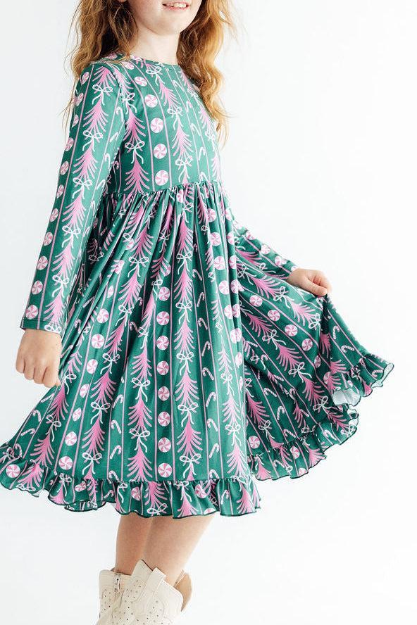 Christmas Treats L/S Ruffle Hem Twirl Dress-Mila & Rose ®