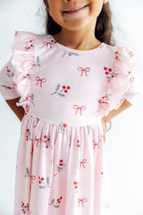 Winter Berries 3/4 Sleeve Ruffle Twirl Dress-Mila & Rose ®
