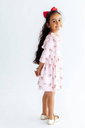 Winter Berries 3/4 Sleeve Ruffle Twirl Dress-Mila & Rose ®