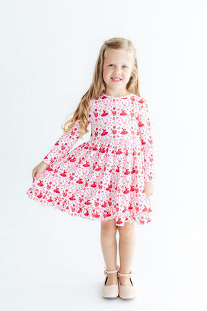 Candy Cane Ballet L/S Ruffle Hem Twirl Dress-Mila & Rose ®