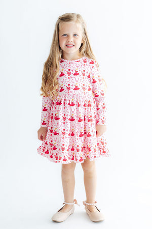 Candy Cane Ballet L/S Ruffle Hem Twirl Dress-Mila & Rose ®