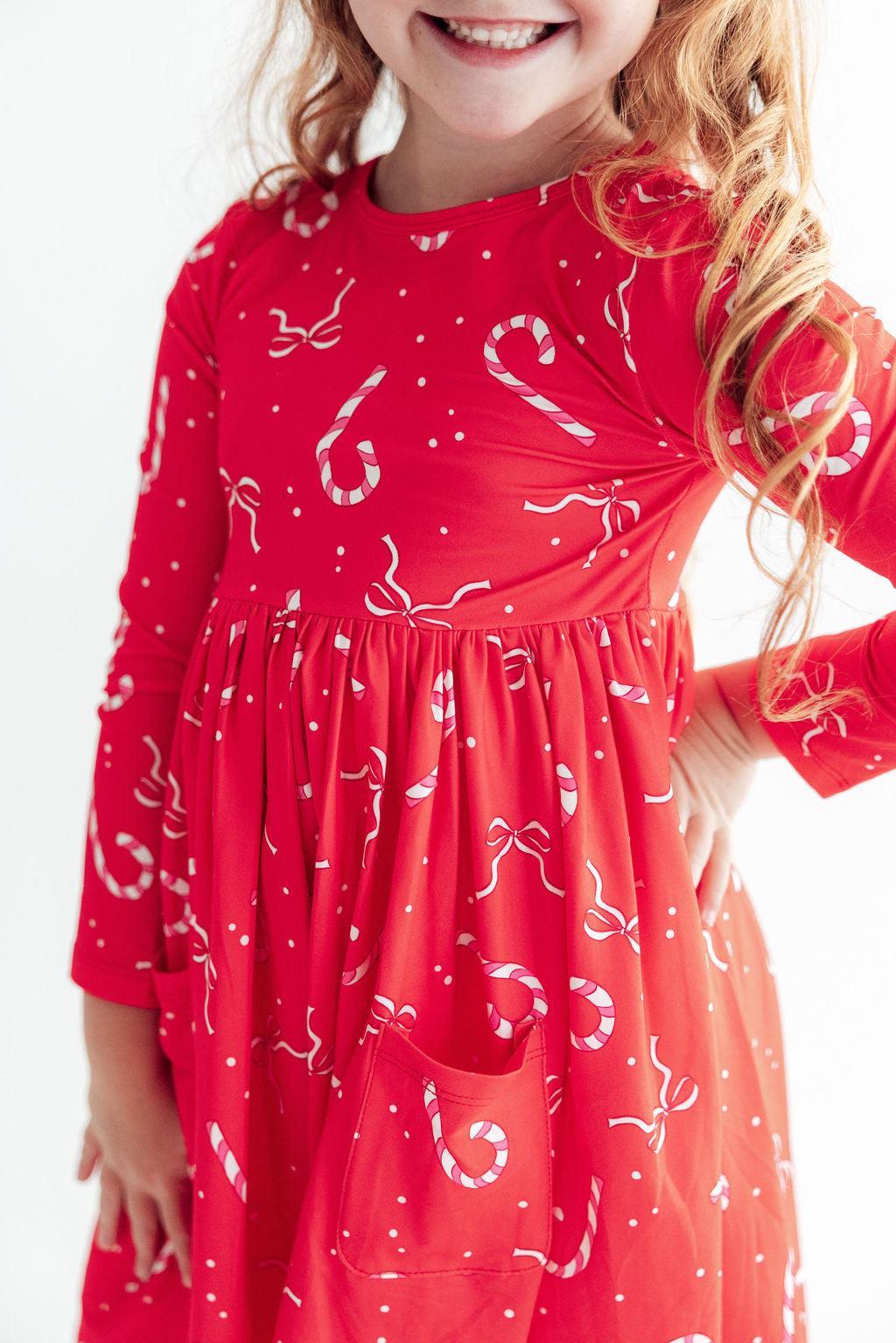 Peppermint Dreams L/S Pocket Twirl Dress-Mila & Rose ®