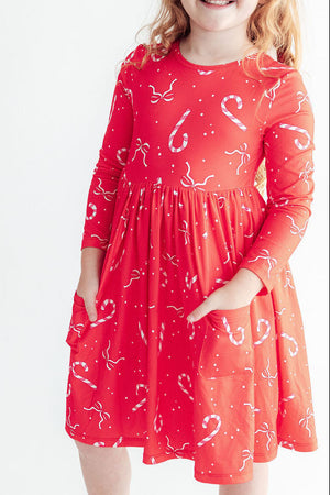 Peppermint Dreams L/S Pocket Twirl Dress-Mila & Rose ®