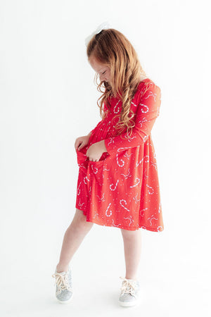 Peppermint Dreams L/S Pocket Twirl Dress-Mila & Rose ®