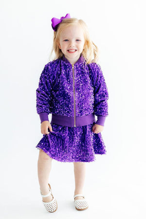 Purple Velvet Sequin Twirl Skort-Mila & Rose ®