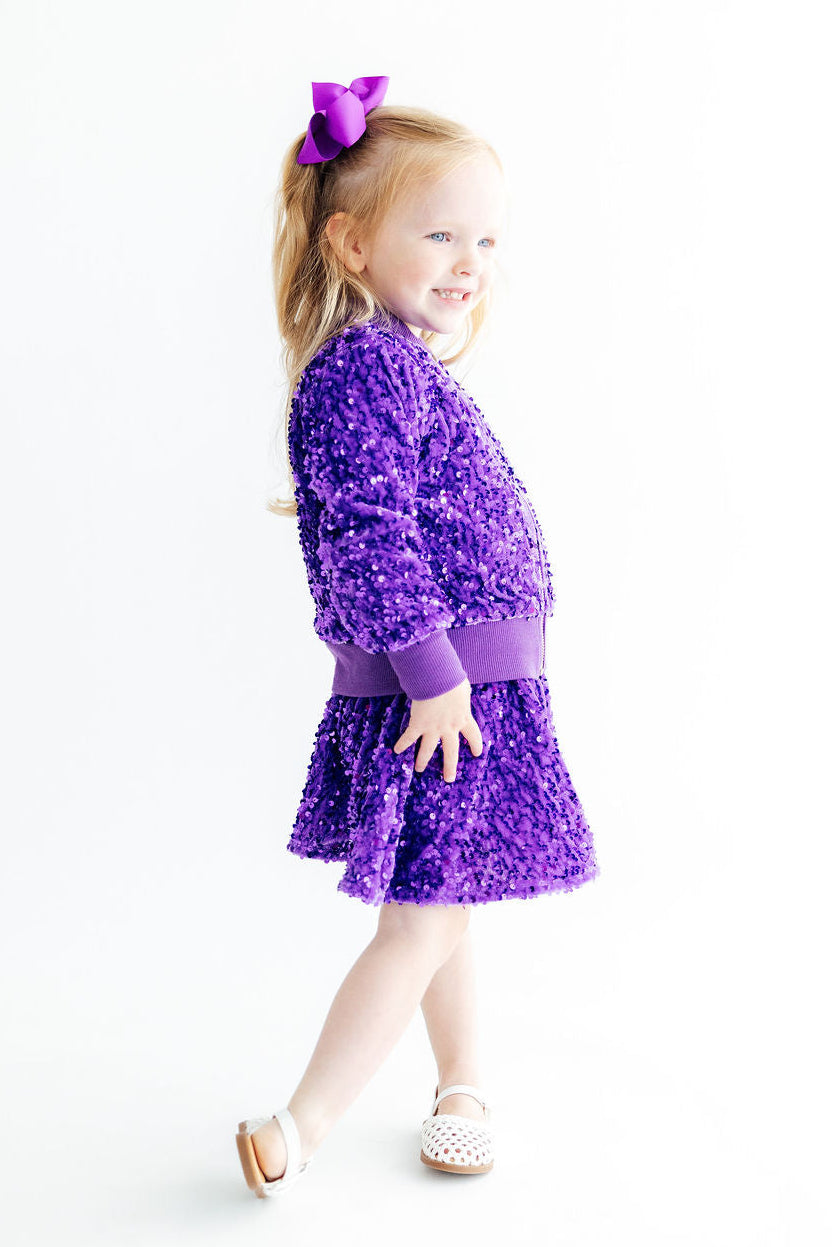 Purple Velvet Sequin Twirl Skort-Mila & Rose ®