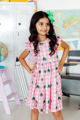 Southlake Carroll Gingham Dragons Flutter Twirl Dress-Mila & Rose ®