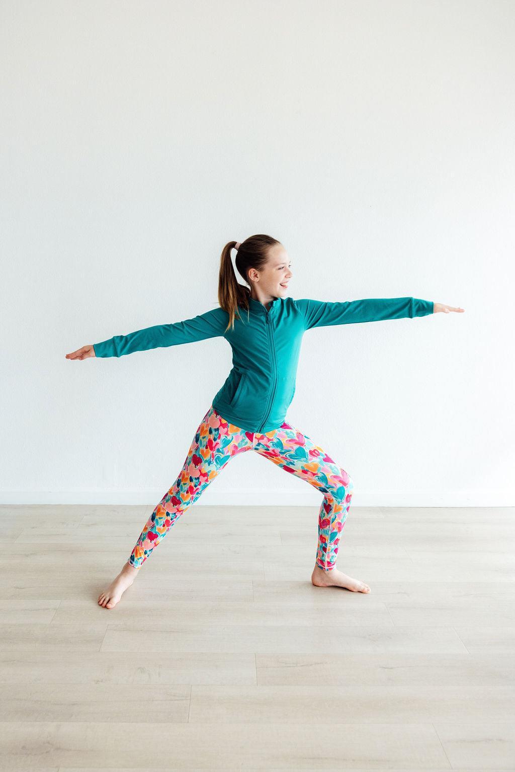 Turbo Teal Full-Zip Ruffle Active Jacket-Mila & Rose ®