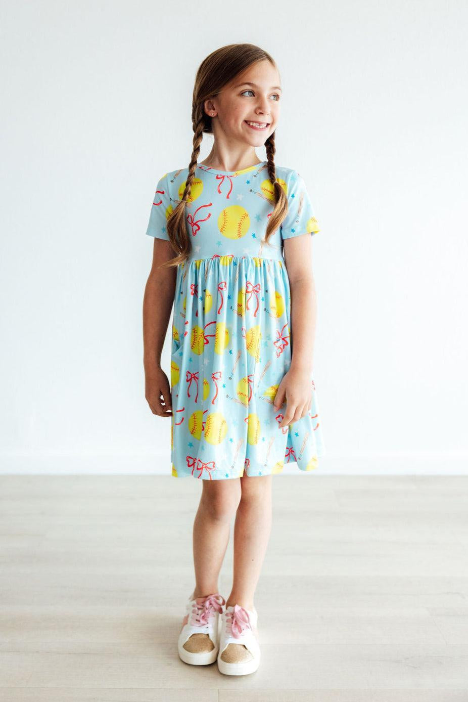 Softball Sweetie S/S Pocket Twirl Dress-Mila & Rose ®