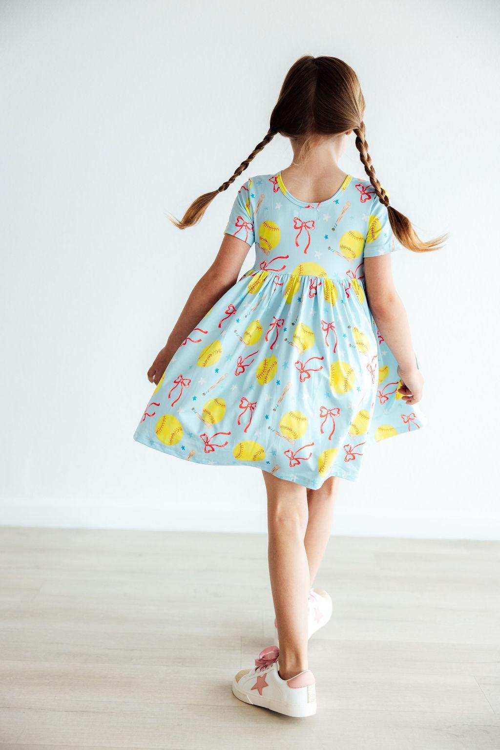 Softball Sweetie S/S Pocket Twirl Dress-Mila & Rose ®