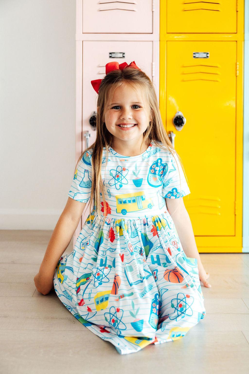 School Rules S/S Pocket Twirl Dress-Mila & Rose ®