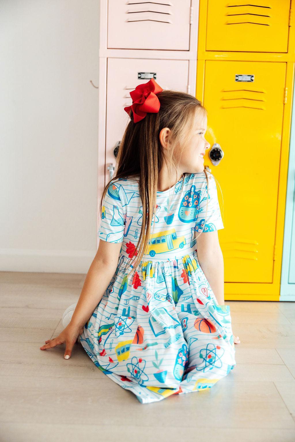 School Rules S/S Pocket Twirl Dress-Mila & Rose ®