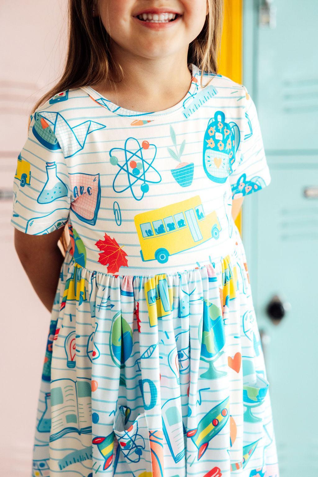 School Rules S/S Pocket Twirl Dress-Mila & Rose ®
