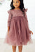 Mauve Shimmer 3/4 Sleeve Tutu Dress-Mila & Rose ®