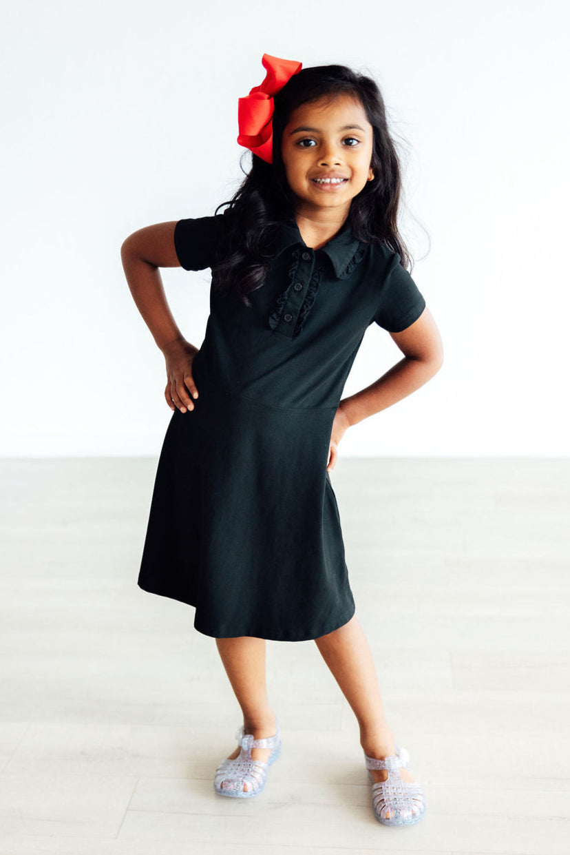 Black S/S Polo Dress-Mila & Rose ®