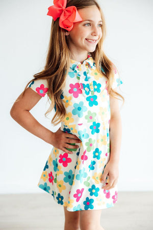 Groovy Blooms S/S Polo Dress-Mila & Rose ®