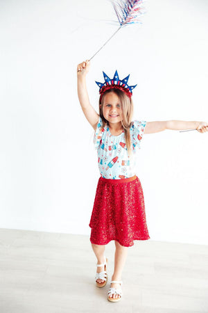 Proudly Patriotic S/S Flutter Sleeve Leotard-Mila & Rose ®