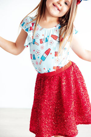 Proudly Patriotic S/S Flutter Sleeve Leotard-Mila & Rose ®