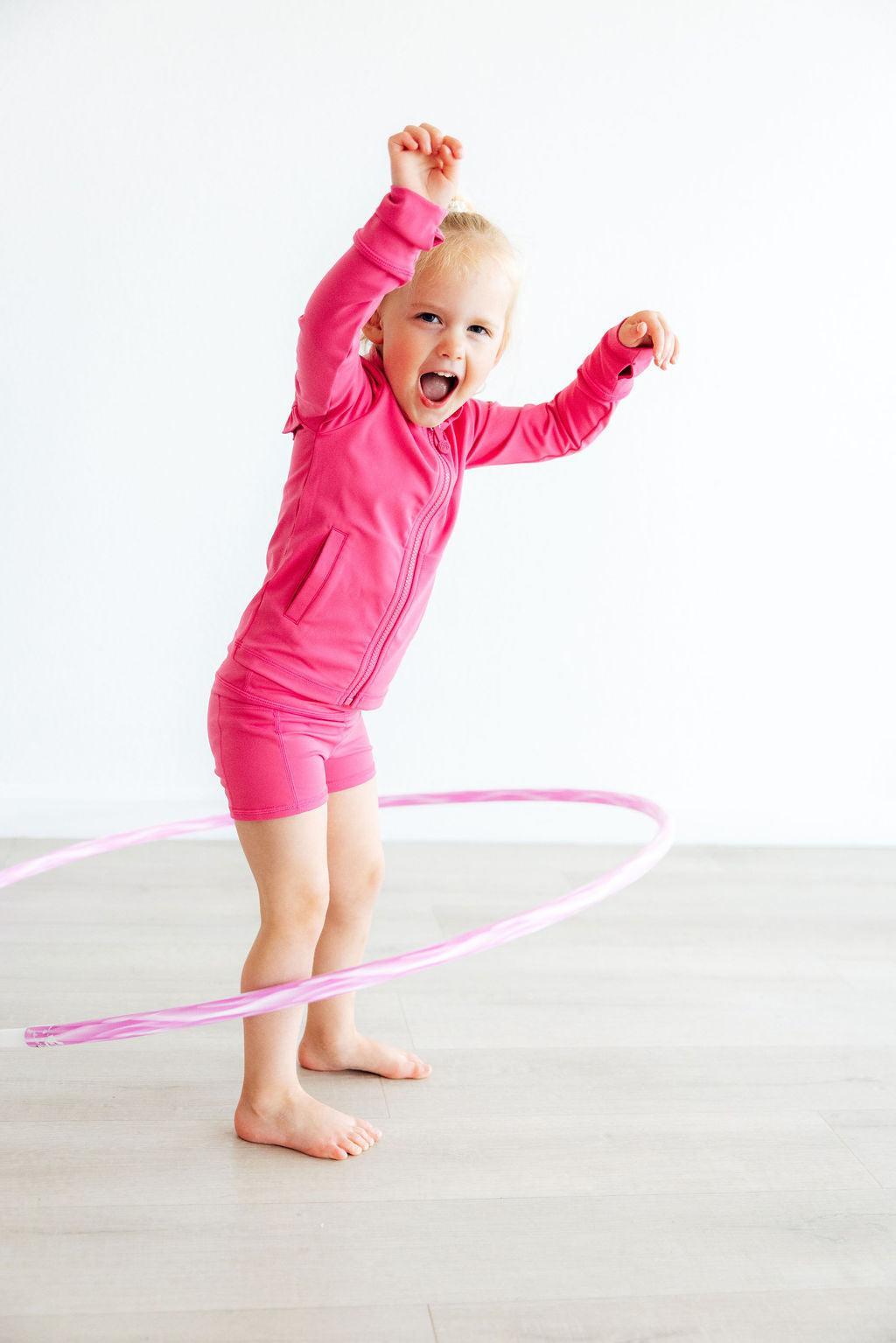 Fuchsia Flash Full-Zip Ruffle Active Jacket-Mila & Rose ®
