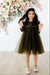 Olive Shimmer 3/4 Sleeve Tutu Dress-Mila & Rose ®