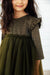 Olive Shimmer 3/4 Sleeve Tutu Dress-Mila & Rose ®