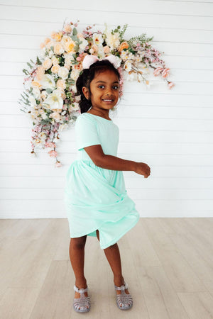 Pastel Green S/S Pocket Twirl Dress-Mila & Rose ®