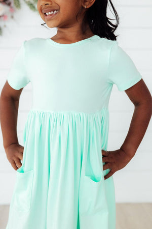 Pastel Green S/S Pocket Twirl Dress-Mila & Rose ®
