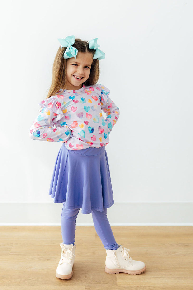 Watercolor Kisses L/S Ruffle Tee-Mila & Rose ®