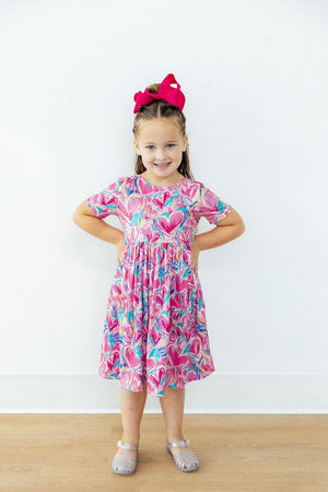Sweetheart Scribble S/S Pocket Twirl Dress-Mila & Rose ®