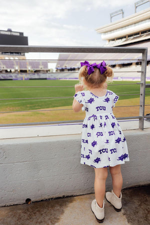 TCU White Frog Flutter Twirl Dress-Mila & Rose ®
