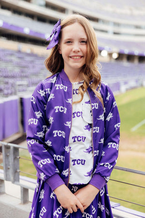 TCU Purple Frog Satin Jacket-Mila & Rose ®